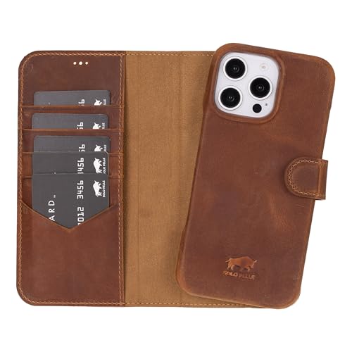 Solo Pelle Lederhülle kompatibel für iPhone 16 Pro Max in 6.9 Zoll abnehmbare Hülle (2in1) inkl. Kartenfächer geeignet für MagSafe Zubehör (Camel Braun) von Solo Pelle