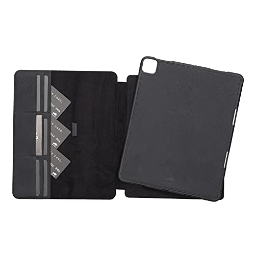 Solo Pelle abnehmbare Lederhülle Harvard geeignet für Apple iPad Pro 12.9" 2018 Hülle Cover Schwarz aus echtem Leder mit Stifthalter. Pencil 2 magnetisch Laden möglich (Schwarz) von Solo Pelle