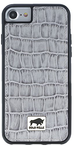 Solo Pelle iPhone 7/8 Case Lederhülle Ledertasche Backcover Flex aus echtem Leder mit Kroko-Prägung in Perlmutt-Weiss inkl. edler Geschenkverpackung von Solo Pelle