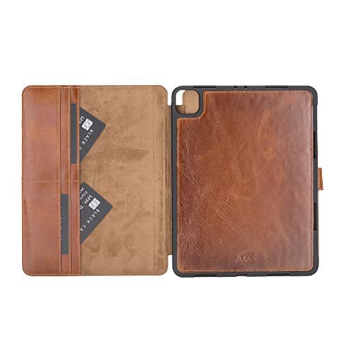 Solo Pelle magnetische abnehmbare Hülle geeignet für Apple iPad Pro 11" 2020 Hülle Echtleder Case aus echtem Leder. Unterstützt Pencil 2 und magnetisches Laden (Cognac Braun Effekt) von Solo Pelle