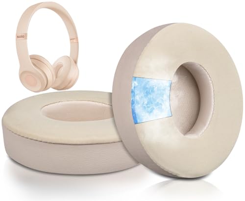 SoloWIT® Kühlgel Ersatzpolster Ersatz Ohrpolster für Beats Solo 2 & Solo 3 Wireless On-Ear Kopfhörer, Polster mit hoher Dichte Geräusch-Isolationschaum, zusätzliche Dicke von SoloWIT