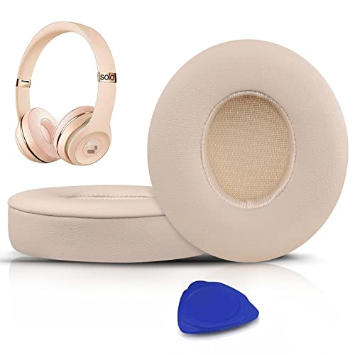 SoloWIT® Professionelle Ersatz Ohrpolster für Beats Solo 2 & Solo 3 Kabellose On-Ear Kopfhörer mit Weiches Proteinleder, Starkes Klebeband von SoloWIT