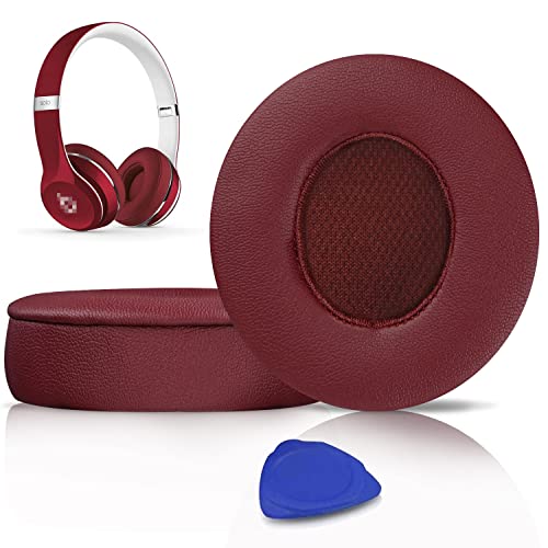 SoloWIT® Professionelle Ersatz Ohrpolster für Beats Solo 2 & Solo 3 Kabellose On-Ear Kopfhörer mit Weiches Proteinleder, Starkes Klebeband von SoloWIT