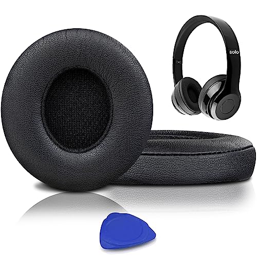 SoloWIT® Professionelle Ersatz Ohrpolster für Beats Solo 2 & Solo 3 Kabellose On-Ear Kopfhörer mit Weiches Proteinleder, Starkes Klebeband von SoloWIT