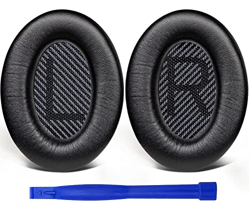 SoloWIT Ersatz Ohrpolster für Bose QuietComfort 35(QC35) & Quiet Comfort 35 II(QC35 ii) Kopfhörer,Ohrpolster mit weicherem Lammfell, Geräuschisolierungsschaum, zusätzliche Dicke(Brilliant Black) von SoloWIT