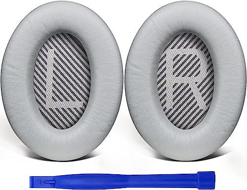 SoloWIT Ersatz Ohrpolster für Bose QuietComfort 35(QC35) & Quiet Comfort 35 II(QC35 ii) Kopfhörer,Ohrpolster mit weicherem Lammfell, Geräuschisolierungsschaum,zusätzliche Dicke(Brilliant Grey) von SoloWIT