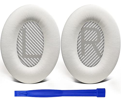 SoloWIT Ersatz Ohrpolster für Bose QuietComfort 35(QC35) & Quiet Comfort 35 II(QC35 ii) Kopfhörer,Ohrpolster mit weicherem Lammfell, Geräuschisolierungsschaum,zusätzliche Dicke(Brilliant Weiss) von SoloWIT