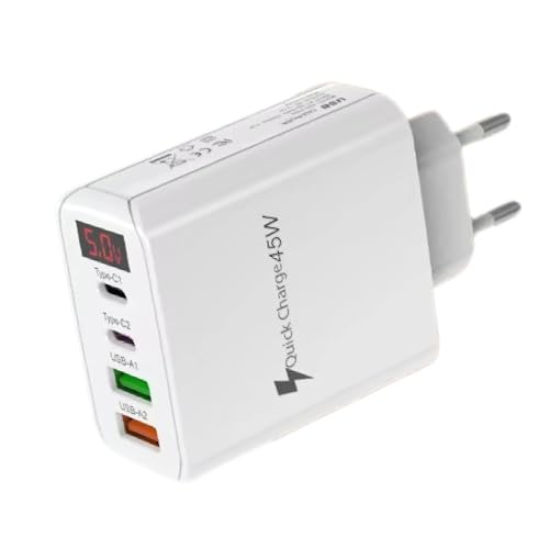 SoloZar 45 W Ladegerät mit 4 Ports PD3.0 QC3.0 USB C-LED Digital Display, kompatibel mit iPhone Serie, Earphones, Smart Watch, Samsung Galaxy, Xiaomi, Huawei, Google Pixel, Kabel nicht im Lieferumfang SoloZar 45 W Ladegerät mit 4 Ports PD3.0 QC3.0 USB C-LED Digital Display, kompatibel mit iPhone Serie, Earphones, Smart Watch, Samsung Galaxy, Xiaomi, Huawei, Google Pixel, Kabel nicht im Lieferumfang von SoloZar