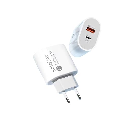 SoloZar PD 20 W Fast Charger, 2 Port USB 3.0 und PD Typ-C, Wandladegerät, MFI, kompatibel mit iPhone Serie, Earphones, Smart Watch, Samsung Galaxy, Xiaomi, Huawei, Google Pixel, Kabel nicht im SoloZar PD 20 W Fast Charger, 2 Port USB 3.0 und PD Typ-C, Wandladegerät, MFI, kompatibel mit iPhone Serie, Earphones, Smart Watch, Samsung Galaxy, Xiaomi, Huawei, Google Pixel, Kabel nicht im von SoloZar