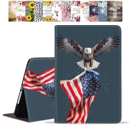 iPad 9,7 Zoll 2018/2017 Air 2 Pro Hülle, PU Leder magnetischer Ständer Smart Cover mit Auto Sleep Wake Case für 6. 5. Generation, Patriotische Bald Eagle American Flag von Som Lam