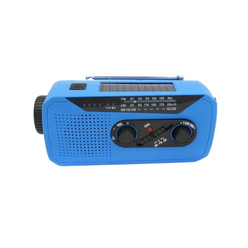 Solar Handkurbel Radio, AM/FM Tragbar Notfallradio mit 2000mAh Wiederaufladbare Batterie, USB Anschluss, Led Taschenlampe, SOS-Alarm Weltempfänger für Camping, Ourdoor, Notfall (Blau) von Somerway