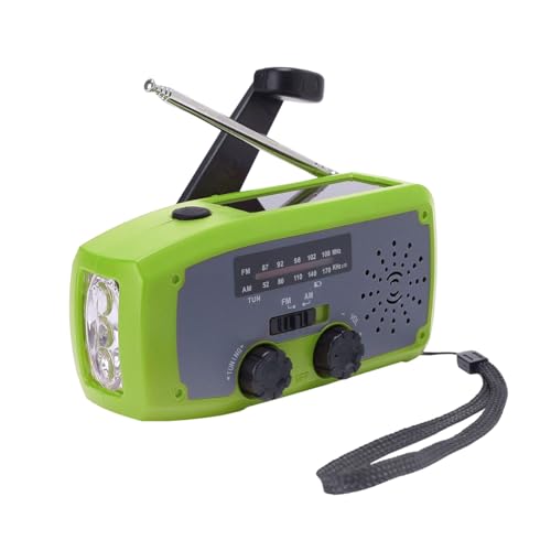 Solar Handkurbel Radio, AM/FM Tragbar Notfallradio mit 2000mAh Wiederaufladbare Batterie, USB Anschluss, Led Taschenlampe, SOS-Alarm Weltempfänger für Camping, Ourdoor, Notfall (Grün) von Somerway