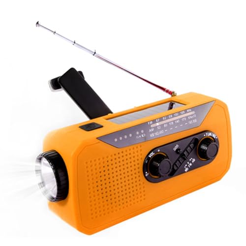 Solar Handkurbel Radio, AM/FM Tragbar Notfallradio mit 2000mAh Wiederaufladbare Batterie, USB Anschluss, Led Taschenlampe, SOS-Alarm Weltempfänger für Camping, Ourdoor, Notfall (Orange) von Somerway