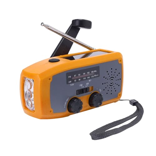 Solar Handkurbel Radio, AM/FM Tragbar Notfallradio mit 2000mAh Wiederaufladbare Batterie, USB Anschluss, Led Taschenlampe, SOS-Alarm Weltempfänger für Camping, Ourdoor, Notfall (Orange) von Somerway