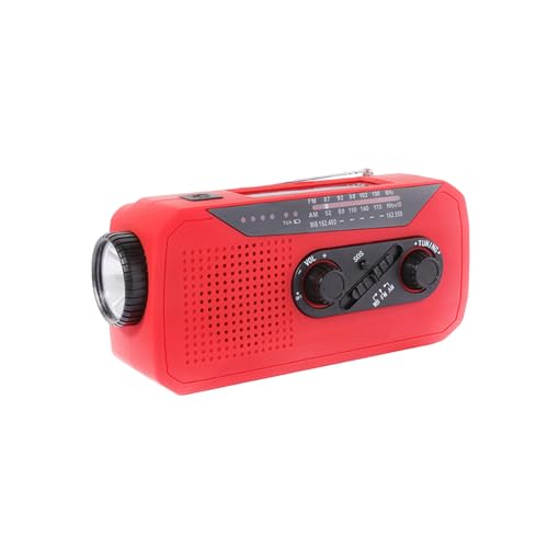 Solar Handkurbel Radio, AM/FM Tragbar Notfallradio mit 2000mAh Wiederaufladbare Batterie, USB Anschluss, Led Taschenlampe, SOS-Alarm Weltempfänger für Camping, Ourdoor, Notfall (Rot) von Somerway