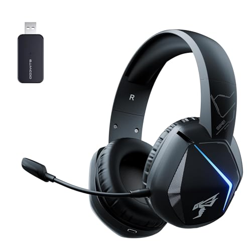 Somic 2.4G Wireless-Gaming-Headset für PS4, PS5, PC mit abnehmbarem Mikrofon und RGB-Regenbogen-LED, Surround-Sound, Bass, Over-Ear-Kopfhörer mit Spiel/Audio/Live-Broadcast-Soundmodus von Somic