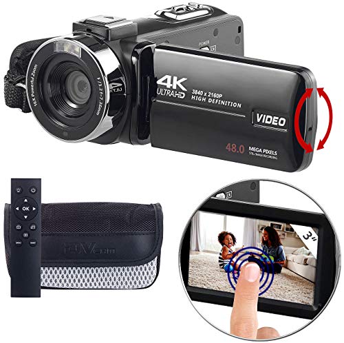 Somikon 4K Videokamera: 4K-UHD-Camcorder mit Sony-Sensor; Touch-Display, HD mit 120 B./Sek. (Sony Videokamera, Camkorder, Camera Digital) von Somikon