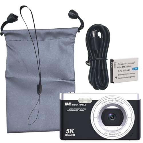 Somikon Digital Camera: Digitale Kompaktkamera mit 64 MP, 5K, Autofokus, 16-facher Digitalzoom (Fotoapparat, Fotoapparat) von Somikon