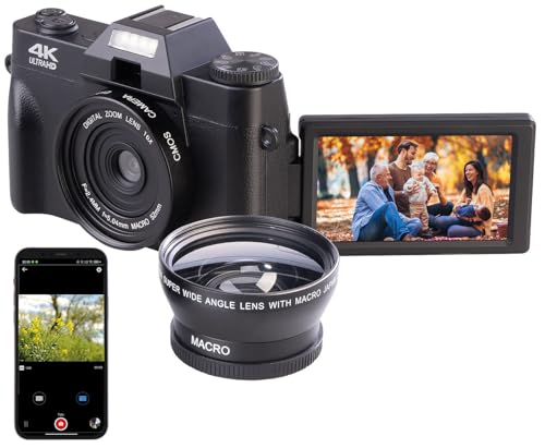 Somikon Digital Camera: 4K-UHD-Digitalkamera mit 3"-Flip-HD-Display, Makrolinse und WLAN (Fotokamera, Fotokameras, Halloween) von Somikon