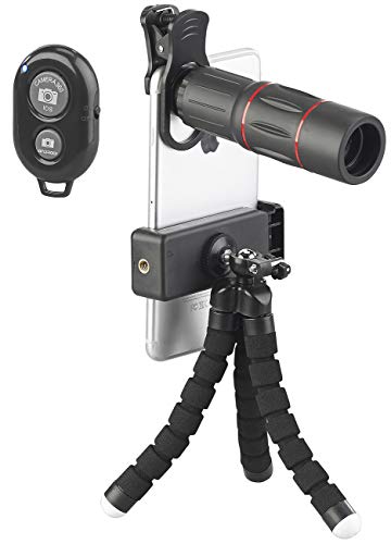 Somikon Monokular: 11-teiliges Smartphone-Vorsatz-Linsen-Set mit Stativ und Fernauslöser (Vorsatz Objektiv, Objektiv Smartphone, Handyhalterung) von Somikon
