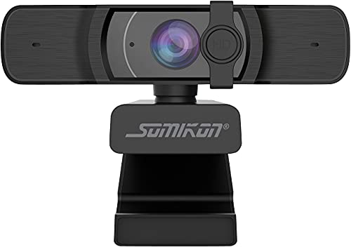 Somikon PC Kamera mit Mikrofon: Full-HD-USB-Webcam mit Autofokus und Dual-Stereo-Mikrofon, 60 B./Sek. (Webcam für Laptop, Kamera Webcam, Homeoffice) von Somikon