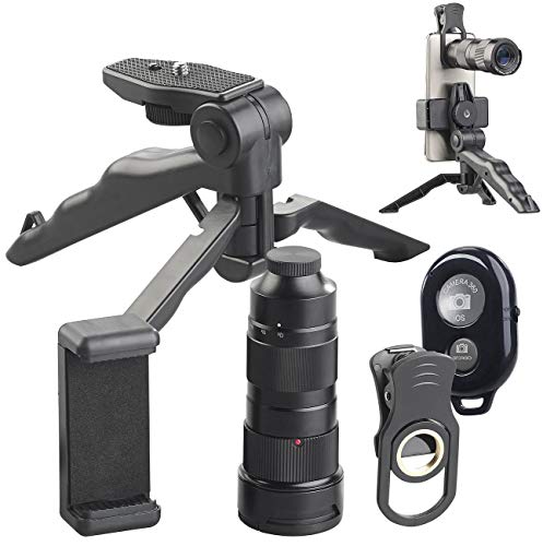 Somikon Kameraobjektive: Vorsatz-Tele-Objektiv 4X - 12x kompatibel mit Samsung, Stativ, Fernauslöser (Kamera-Fernauslöser Bluetooth, Telezoomobjektiv) von Somikon