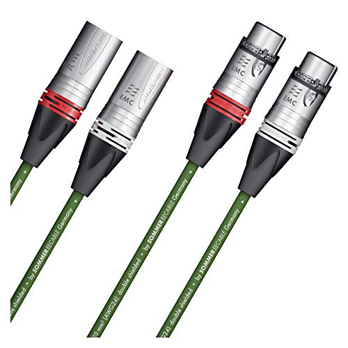 HICON 1m XLR NF- Phonokabel Albedo 2x 0,20mm² OFC Neutrik EMC-Spezial-XLR Stecker High End Kabel Paar by Sommer Cable grün 100cm - ALB1-0100 von Sommer Cable