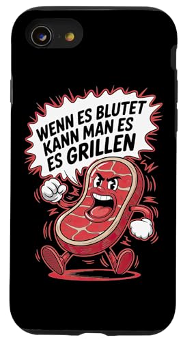 Wenn Es Blutet Kann Man Es Grillen Fleisch Sommer Hülle für iPhone SE (2020) / 7 / 8 von Sommer Grillen Fleisch Party BBQ Fun