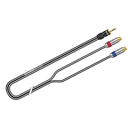 Sommer Cable 25cm Adapterkabel 3,5mm Mini-Klinke auf RCA Stereo Cinch-Buchse SC Onyx 2025 MKII Split-Kabel inkl. HI-CF08 - ONHK-0025-SW von SommerCable