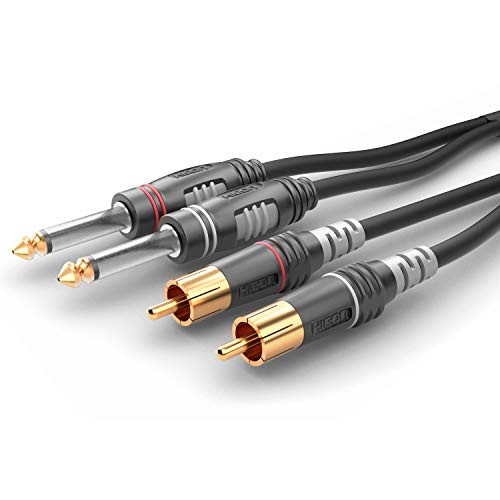 Sommer Cable Basic 60cm / 0,6m Adapterkabel (L+R) 2x 6,3mm Klinke Mono 2-pol auf 2x Cinch RCA Stecker mit Hicon Connectors | HBA-62C2-0060 von Sommer Cable