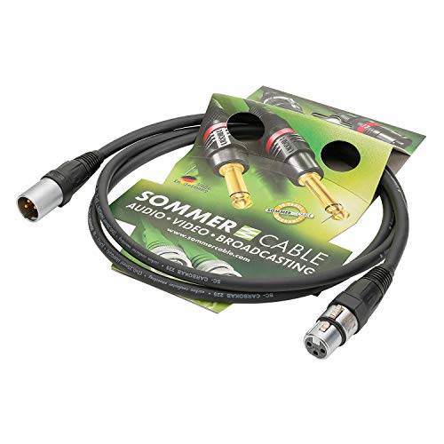 Sommer Cable Mikrofonkabel Carbokab 225 XLR 3-pol male Neutrik NC3MX-SOM/XLR 3-pol female Neutrik NC3FX-SOM, schwarz (2,5m) von SommerCable