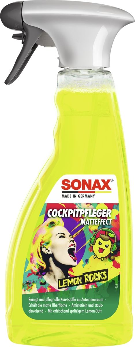 SONAX Cockpitpfleger, Matteffect, Lemon Rocks, 500 ml von Sonax