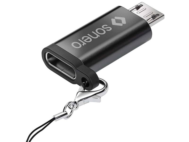 SONERO USB-Adapter OTG, Micro-USB auf USB-C Buchse, alu/schwarz von Sonero