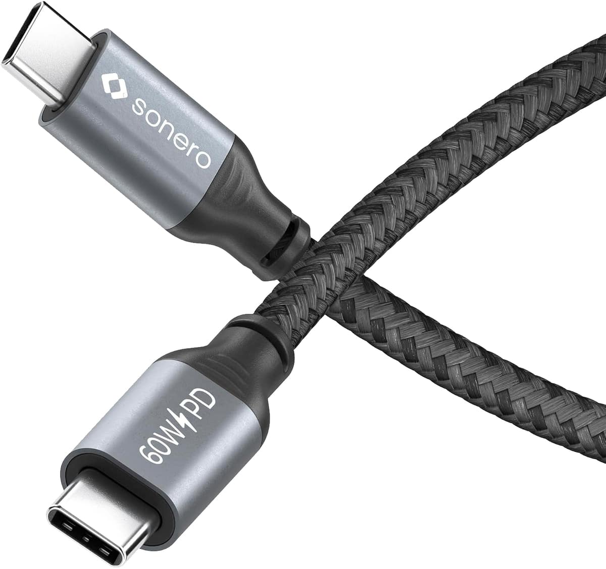 SONERO USB-C Kabel SPC-U300-005 60W PD 0,5m grau-schwarz SONERO USB-C Kabel SPC-U300-005 60W PD 0,5m grau-schwarz von Sonero