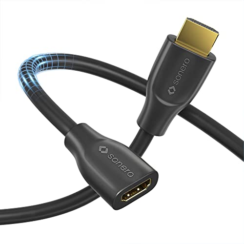 Sonero® 4K HDMI Verlängerungskabel, Premium High Speed, 4K 60Hz, HDMI Stecker auf HDMI Buchse, vergoldete Kontakte, zweifache Abschirmung, PVC-Mantel, 0,50m, Schwarz von Sonero