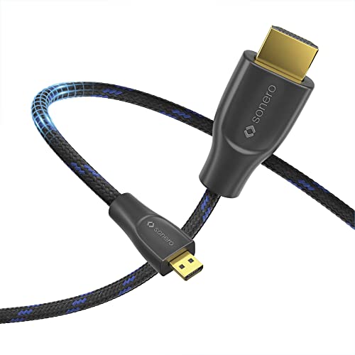 Sonero® 4K Micro HDMI auf HDMI-Kabel, Premium High Speed, 4K 60Hz, Micro HDMI Stecker auf HDMI Stecker, vergoldete Kontakte, zweifache Abschirmung, Baumwollmantel, 1,50m von Sonero