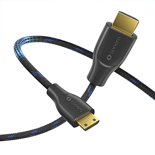 Sonero® 4K Mini HDMI auf HDMI-Kabel, Premium High Speed, 4K 60Hz, Mini HDMI Stecker auf HDMI Stecker, vergoldete Kontakte, zweifache Abschirmung, Baumwollmantel, 1,00m von Sonero