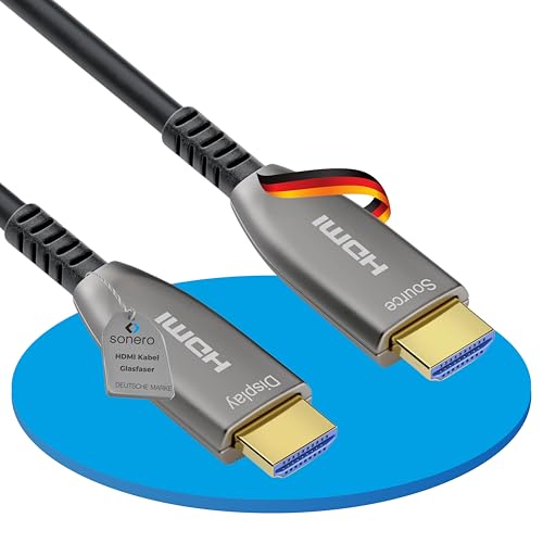 Sonero® 8K-HDMI 2.1 Kabel, Glasfaser-Hybrid-Kabel, Auflösung bis 8K 60 Hz (7680 x 4320) / 4K 120Hz (3840 × 2160), HDCP 2.2 Unterstützug, anthrazit, 20 Meter von Sonero