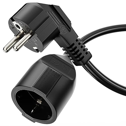 Sonero® Euro-Netzkabel, Strom-Kabel für Haushaltsgeräte, Schutzkontakt-Stecker auf Schutzkontakt-Buchse, 3,00m, schwarz von Sonero