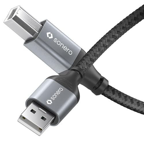 Sonero® USB 2.0 Kabel, Verbindungskabel, Druckerkabel, A-Stecker auf B-Stecker, 480 MB/s, space grey/schwarz, 1,00m von Sonero