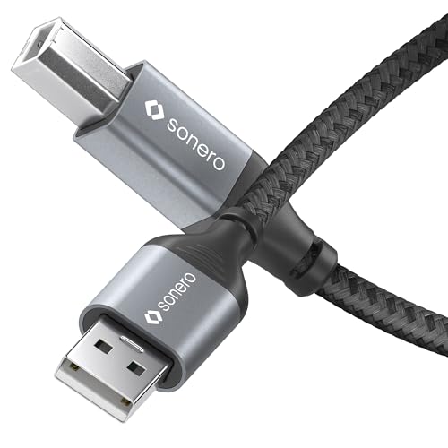 Sonero® USB 2.0 Kabel, Verbindungskabel, Druckerkabel, A-Stecker auf B-Stecker, 480 MB/s, space grey/schwarz, 1,50m von Sonero