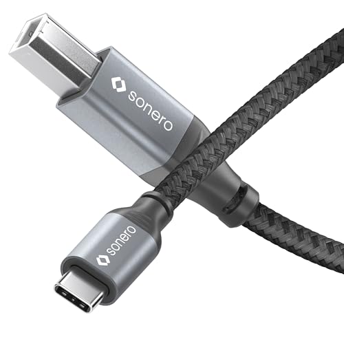 Sonero® USB 2.0 Kabel, Verbindungskabel, Druckerkabel, C-Stecker auf B-Stecker, 480 MB/s, space grey/schwarz, 0,50m von Sonero