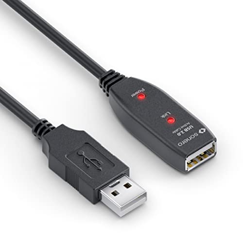 Sonero® USB 2.0 Kabel, aktives Verlängerungskabel mit Signalverstärker, Datenkabel, USB-A Stecker auf USB-A Buchse, 480 Mbit/s, 10.0m, schwarz von Sonero