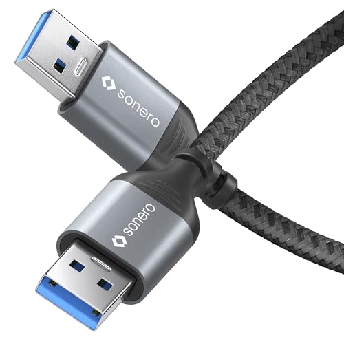 Sonero® USB-A auf USB-A Datenkabel, Verbindungskabel, USB Kabel Typ A, USB 3.0, 5GB/s, space grey/schwarz, 1,50m von Sonero