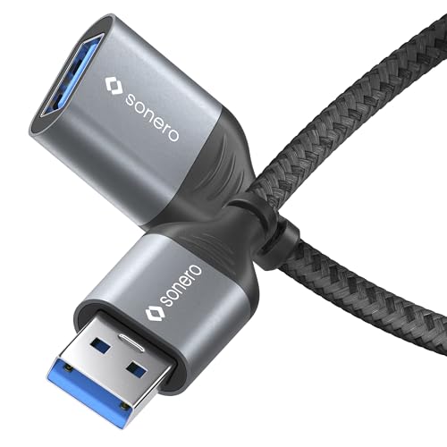 Sonero® USB-A auf USB-A Datenkabel, Verlängerungskabel, USB Kabel Typ A, USB 3.0, 5GB/s, space grey/schwarz, 0,50m von Sonero