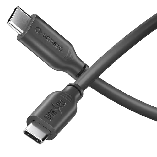 Sonero® USB-C auf USB-C Ladekabel, Handy-Ladekabel, Schnellladekabel USB C, USB Kabel Typ C, USB 2.0, 100W PD, schwarz, 0,50m von Sonero