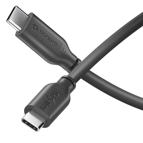 Sonero® USB-C auf USB-C Ladekabel, Handy-Ladekabel, Schnellladekabel USB C, USB Kabel Typ C, USB 2.0, 60W PD, schwarz, 0,50m von Sonero