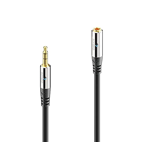 Sonero® premium Audiokabel Verlängerung 3.5mm Klinke, 0,50m, vergoldete Kontakte, schwarz von Sonero
