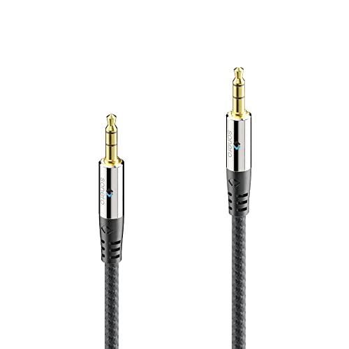 Sonero® premium Audiokabel mit Nylon Mantel, 3.5mm Klinke, 0,50m, vergoldete Kontakte, schwarz von Sonero