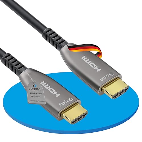 Sonero 30m HDMI Kabel 2.0b, Glasfaser Hybrid, UHD 2160P, 4K60Hz, 4:4:4, HDR, 18Gbps, schwarz von Sonero